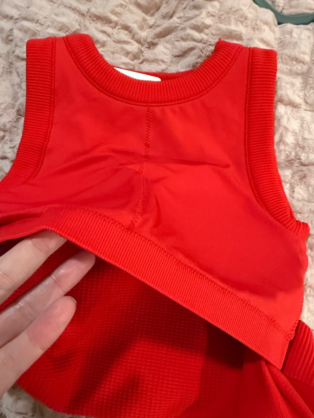 Zenana Outfitters Red Ribbed Sleeveless Tank, built in bra with pads. - Picture 3 of 6
